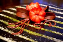 Chocolate leaves, strawberry flower