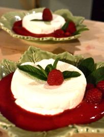 cream cheese and raspberry coulis